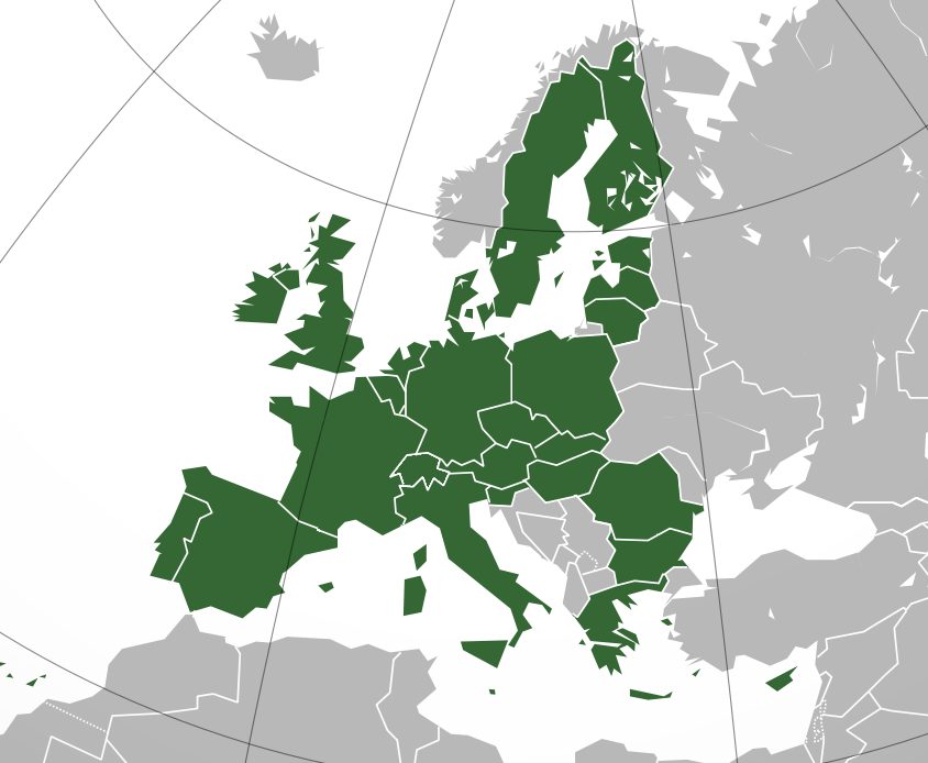 European Union and Switzerland map (based on http://commons.wikimedia.org/wiki/File:European_Union_(orthographic_projection).svg , released under a Creative Commons Attribution-ShareAlike 3.0 licence)